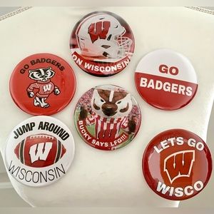 University of Wisconsin WISCO Badgers Game Day Pins Set of 6